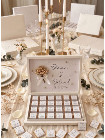 Söz, Nişan & Nikah - Kuru Çiçek Süslemeli Nişan Bohçası Çikolatası