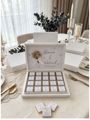 Kuru Çiçek Süslemeli Nişan Bohçası Çikolatası