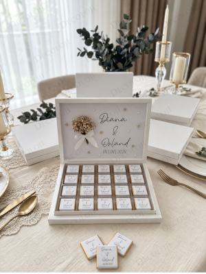 Kuru Çiçek Süslemeli Nişan Bohçası Çikolatası