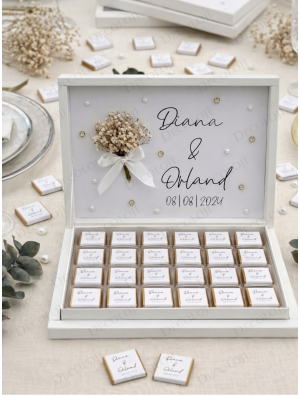 Kuru Çiçek Süslemeli Nişan Bohçası Çikolatası