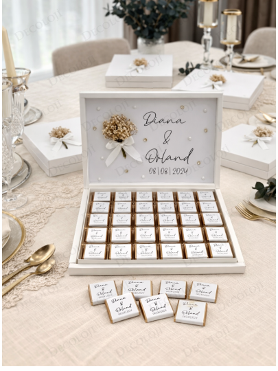 Söz, Nişan & Nikah - Kuru Çiçek Süslemeli Nişan Bohçası Çikolatası