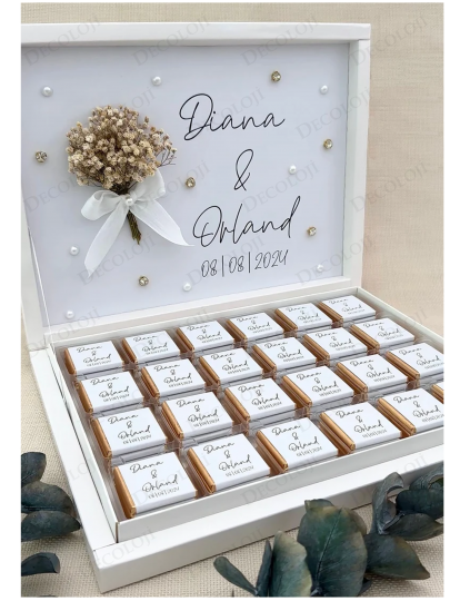 Söz, Nişan & Nikah - Kuru Çiçek Süslemeli Nişan Bohçası Çikolatası