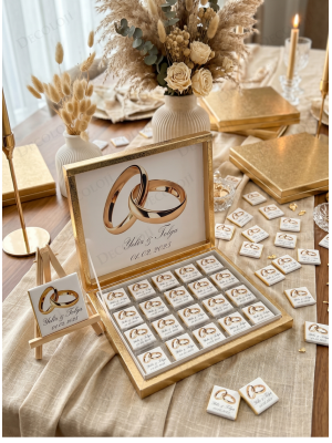 Alyans Baskılı Nişan Bohçası Çikolatası