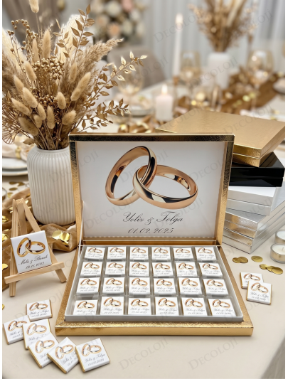 Söz, Nişan & Nikah - Alyans Baskılı Nişan Bohçası Çikolatası