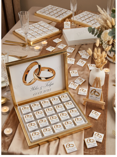 Söz, Nişan & Nikah - Alyans Baskılı Nişan Bohçası Çikolatası