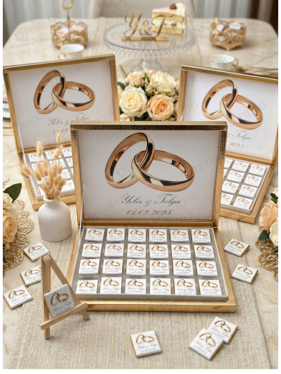 Söz, Nişan & Nikah - Alyans Baskılı Nişan Bohçası Çikolatası