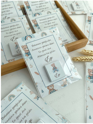 Ayıcık Temalı Kart & Çikolata Hoşgeldin Bebek Hediyelik