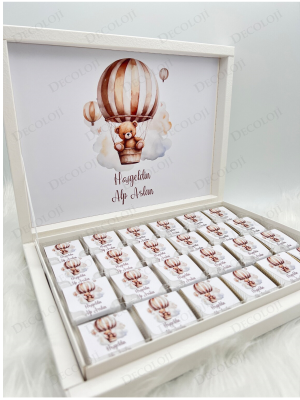 Ayıcık Temalı Hoşgeldin Bebek Çikolata Kutusu (Erkek)