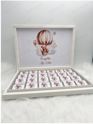 Ayıcık Temalı Hoşgeldin Bebek Çikolata Kutusu (Erkek)