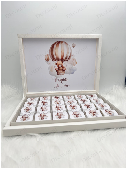 Bebek & Doğum - Ayıcık Temalı Hoşgeldin Bebek Çikolata Kutusu (Erkek)