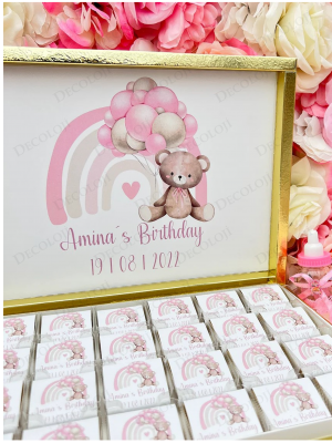 Ayıcık Temalı Hoş Geldin Bebek Çikolata Kutusu (Kız)