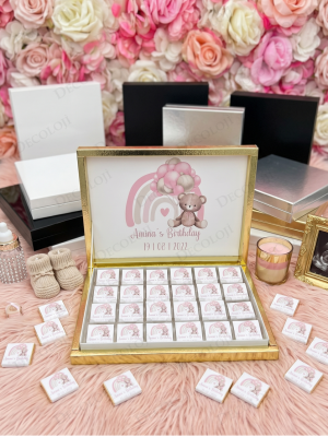 Ayıcık Temalı Hoş Geldin Bebek Çikolata Kutusu (Kız)