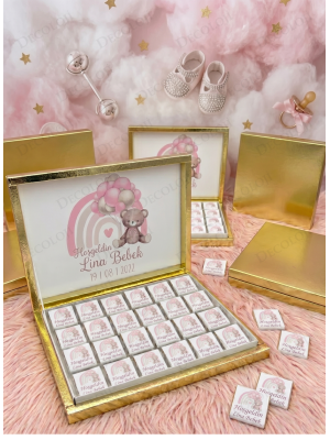 Ayıcık Temalı Hoş Geldin Bebek Çikolata Kutusu (Kız)