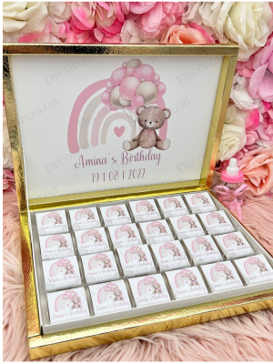 Ayıcık Temalı Hoş Geldin Bebek Çikolata Kutusu (Kız)
