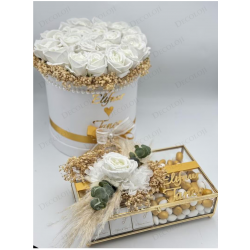 Beyaz Renkli Kız İsteme Çiçeği & Çikolata Kutusu Seti Beyaz Renkli Kız İsteme Çiçeği & Çikolata Kutusu Seti