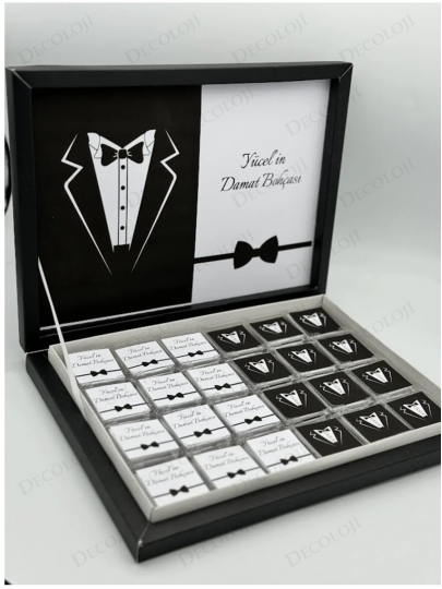 Söz, Nişan & Nikah - Damat Bohçası Çikolatası: Karma Etiket