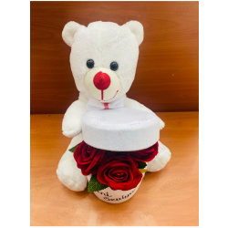 Ayıcık ve Kırmızı Gül Konseptli Beyaz Seni Seviyorum Kutusu Ayıcık ve Kırmızı Gül Konseptli Beyaz Seni Seviyorum Kutusu