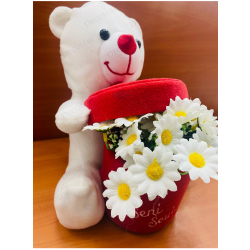 Ayıcık ve Papatya Konseptli Kırmızı Seni Seviyorum Kutusu Ayıcık ve Papatya Konseptli Kırmızı Seni Seviyorum Kutusu