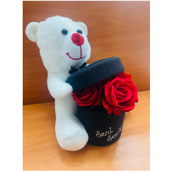 Ayıcık ve Kırmızı Gül Konseptli Siyah Seni Seviyorum Kutusu Ayıcık ve Kırmızı Gül Konseptli Siyah Seni Seviyorum Kutusu