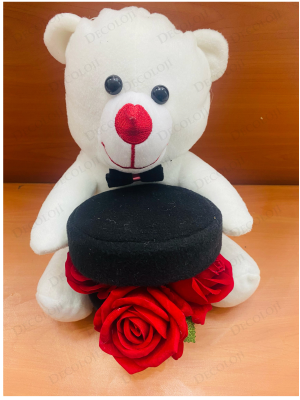 Ayıcık ve Kırmızı Gül Konseptli Siyah Seni Seviyorum Kutusu