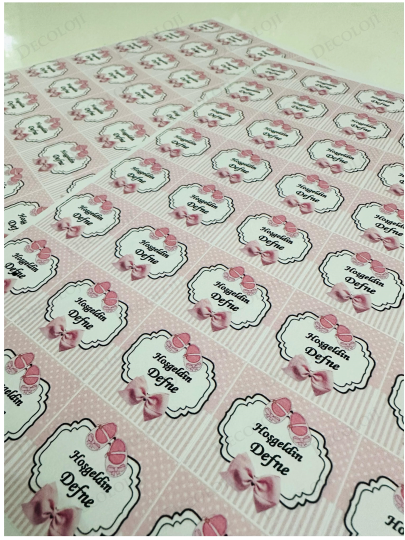 Malzeme - Yapışkanlı Kağıt Hoş Geldin Bebek İsim Etiketi: Tasarım 1