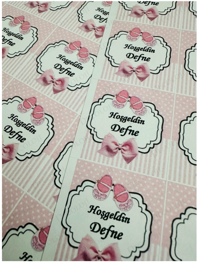 Malzeme - Yapışkanlı Kağıt Hoş Geldin Bebek İsim Etiketi: Tasarım 1