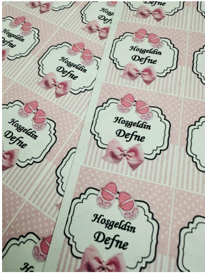 Yapışkanlı Kağıt Hoş Geldin Bebek İsim Etiketi: Tasarım 1