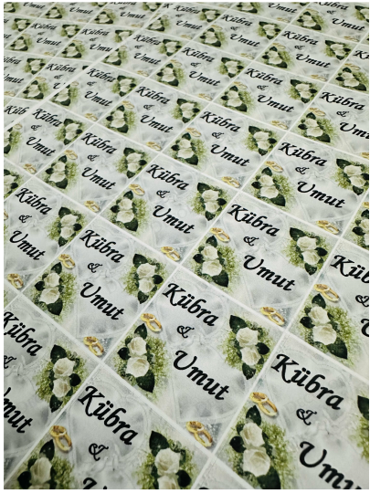 Malzeme - Yapışkanlı Kağıt Söz, Nişan & Nikah İsim Etiketi: Buket Konsept