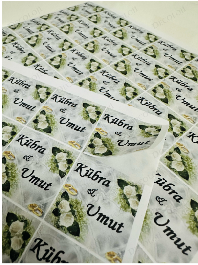 Malzeme - Yapışkanlı Kağıt Söz, Nişan & Nikah İsim Etiketi: Buket Konsept
