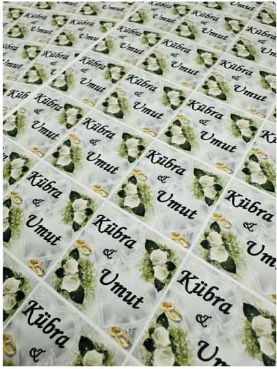 Malzeme - Yapışkanlı Kağıt Söz, Nişan & Nikah İsim Etiketi: Buket Konsept