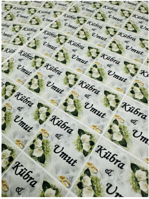 Yapışkanlı Kağıt Söz, Nişan & Nikah İsim Etiketi: Buket Konsept