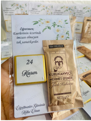 24 Kasım Öğretmenler Günü Kahve & Çikolata Kart Set