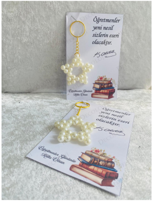 24 Kasım Öğretmenler Günü İnci Anahtarlık & Kart Set