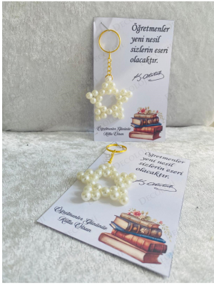24 Kasım Öğretmenler Günü İnci Anahtarlık & Kart Set