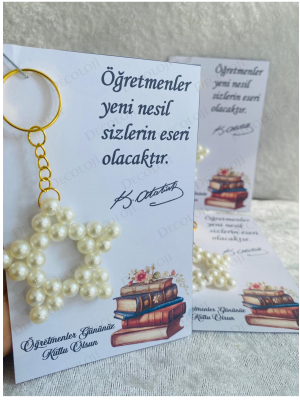 24 Kasım Öğretmenler Günü İnci Anahtarlık & Kart Set