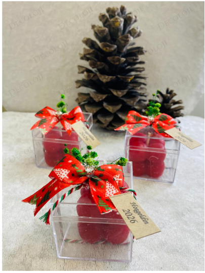 Özel Günler - Hoşgeldin 2027 Yılbaşı Hediyesi, Kırmızı Bubble Mum