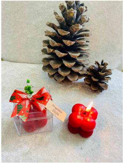 Özel Günler - Hoşgeldin 2027 Yılbaşı Hediyesi, Kırmızı Bubble Mum