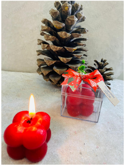 Özel Günler - Hoşgeldin 2027 Yılbaşı Hediyesi, Kırmızı Bubble Mum