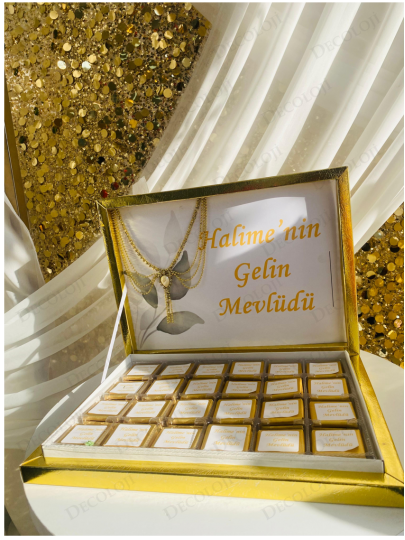 Söz, Nişan & Nikah - Zincir Aksesuarlı Nişan Bohçası Çikolatası