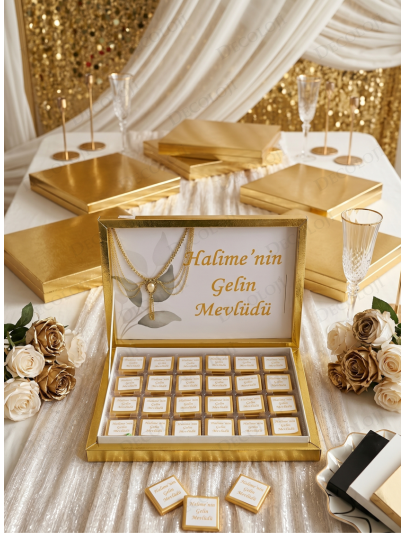 Söz, Nişan & Nikah - Zincir Aksesuarlı Nişan Bohçası Çikolatası