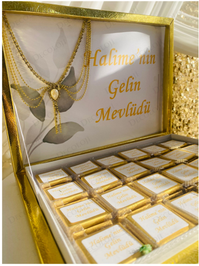 Söz, Nişan & Nikah - Zincir Aksesuarlı Nişan Bohçası Çikolatası