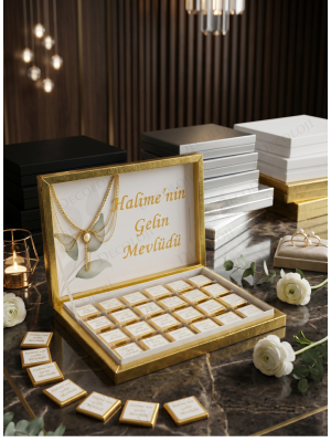 Zincir Aksesuarlı Nişan Bohçası Çikolatası