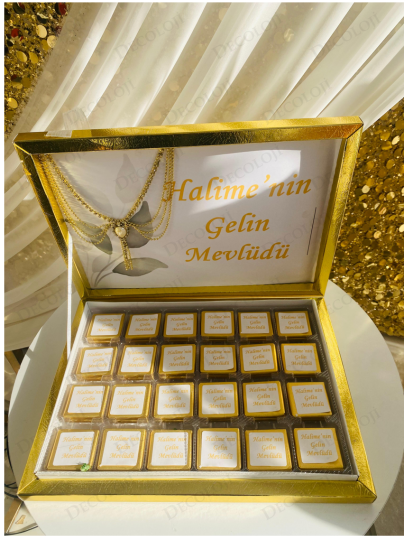 Söz, Nişan & Nikah - Zincir Aksesuarlı Nişan Bohçası Çikolatası