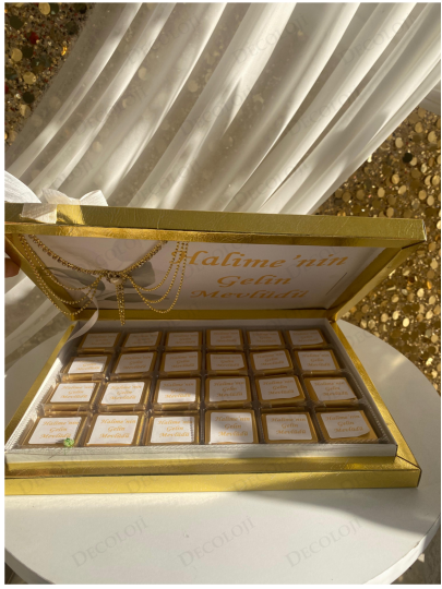 Söz, Nişan & Nikah - Zincir Aksesuarlı Nişan Bohçası Çikolatası