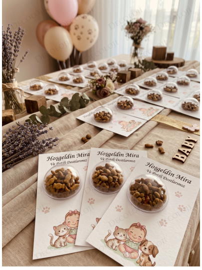 Kedi Mamalı & Patili Bebek Hatıra Kartı Yenidoğan Kız Bebek Hediyelik Kedi Mamalı & Patili Bebek Hatıra Kartı Yenidoğan Kız Bebek Hediyelik
