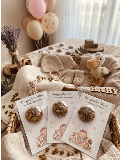 Kedi Mamalı & Patili Bebek Hatıra Kartı Yenidoğan Kız Bebek Hediyelik Kedi Mamalı & Patili Bebek Hatıra Kartı Yenidoğan Kız Bebek Hediyelik