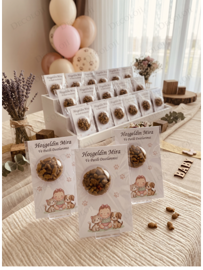 Kedi Mamalı & Patili Bebek Hatıra Kartı Yenidoğan Kız Bebek Hediyelik Kedi Mamalı & Patili Bebek Hatıra Kartı Yenidoğan Kız Bebek Hediyelik